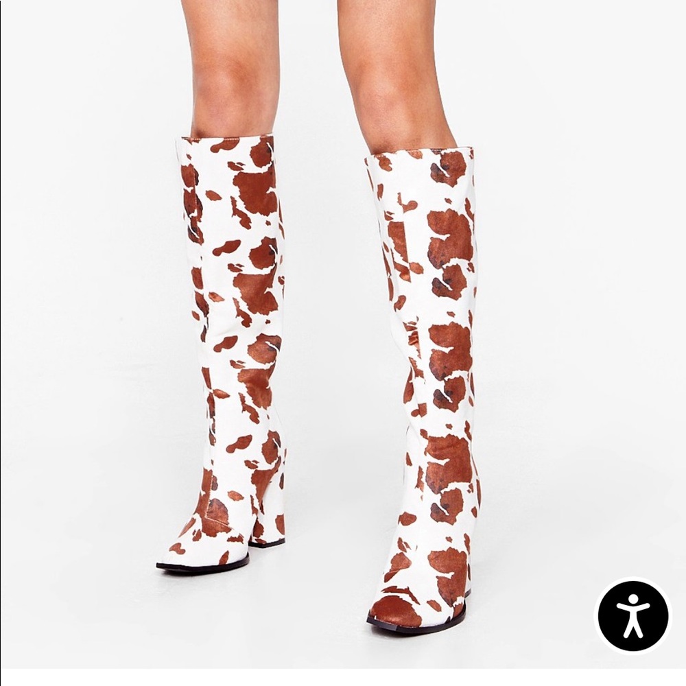 Nasty Gal cow print boots GC 👢✨